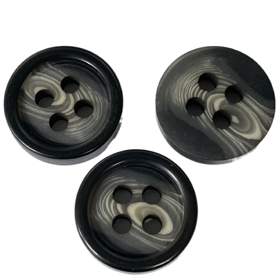 Dull Finished Fake Horn Buttons con el borde negro 28m m utiliza en la chaqueta de la capa de la prendas de vestir exteriores