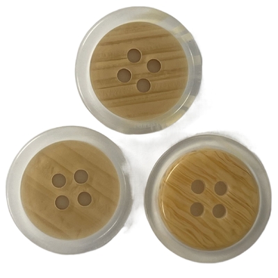 Botones de madera de la falsificación del poliéster con Rim Use On Coat transparente