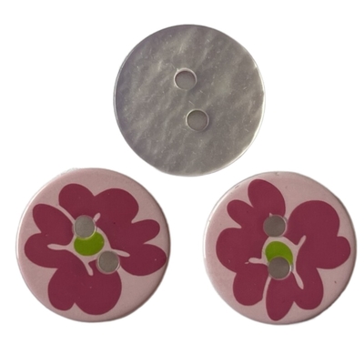 Botones plásticos impresos de seda de la suposición de las flores coloridas con el agujero 2 en 26L para los accesorios de la ropa
