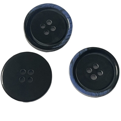 Botones plásticos de costura de la resina de Diy con el falso agujero de Rim Chalk Back In 32L 4 del azul de mitad del cuerno