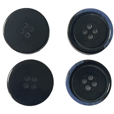 Botones plásticos de costura de la resina de Diy con el falso agujero de Rim Chalk Back In 32L 4 del azul de mitad del cuerno