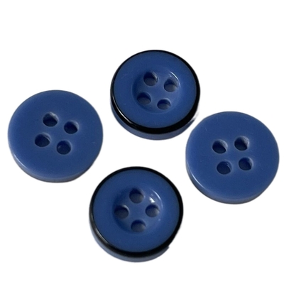 La resina plástica de 4 agujeros abotona el color de 11m m Bule con Rim Use For Sewing negro