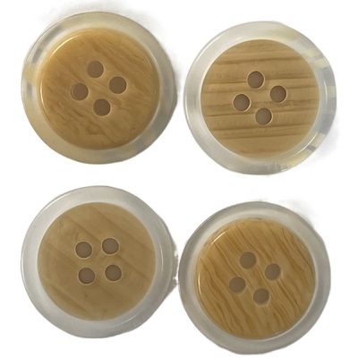 Botones de madera de la falsificación del poliéster con Rim Use On Coat transparente